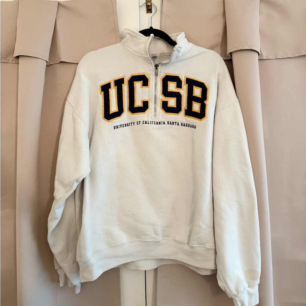 Cream/White UCSB quarter zip sweatshirt